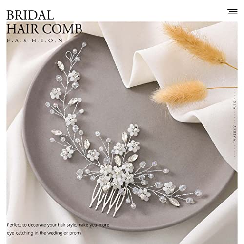 Jeairts Bride Flower vjenčanje češalj za kosu srebrni vještački dijamant Bridal Hair Pieces Floal Headpiece hair
