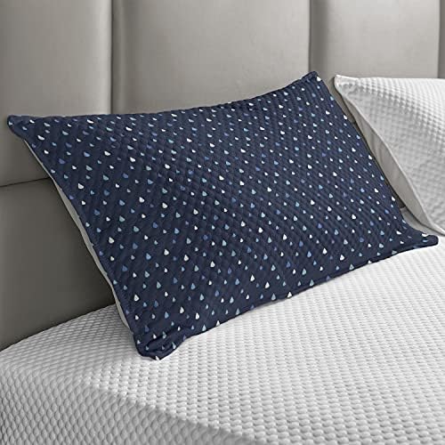 Ambesonne indigo quild jastuk, crtani poput vodenih kišnih kapi na tamnoplavoj pozadini, standardni naklopci za akcenta kraljica za spavaću sobu, 30 x 20, tirkizno blijedo plavo