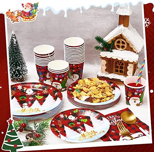 Suclain PCS božićna zabava isporučuje božićne tanjure i salvete postavljene božićne ploče za božićne zabave