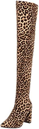 Stretch pletene guste potpece za ženske čizme su tanke leopard čizme za ispis preko čizme dugih koljena