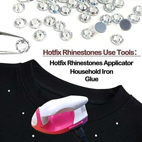 Queenme Hotfix Rhinestones, 6 miješanih veličina flatback kristala za zanate, odjeću, DIY dekoracije