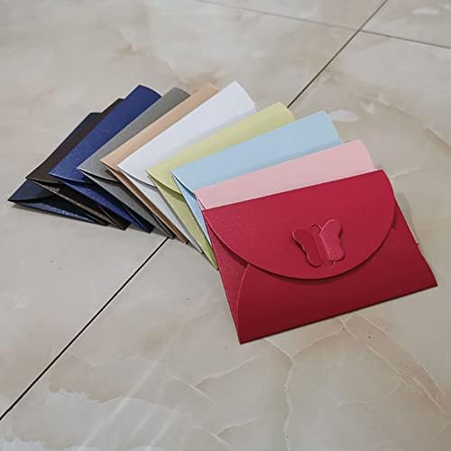 Uuyyeo 30 kom mini poklon kartice držači koverti za Dan zaljubljenih koverte zanatske Foto koverte koverte za vizit karte sa leptir kopčom Pink