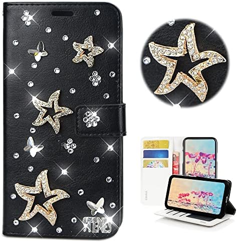 STENES Bling Wallet torbica za telefon kompatibilna sa Moto G9 Power Case-Stylish-3D Handmade Star Butterfly
