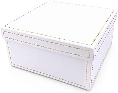Oxfrd & zarez luksuzna Poklon kutija, bijela sa zlatnim šavovima, veliki pravougaonik