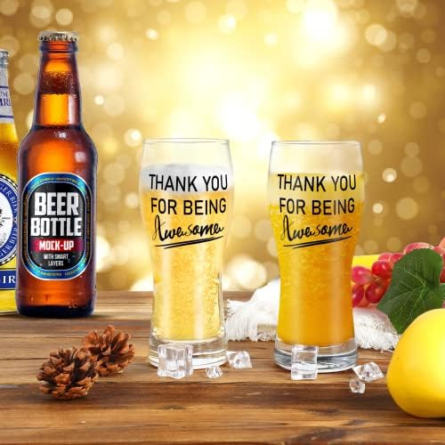 Modwnfy Thank You Gifts Pilsner pivo staklo, Hvala vam što ste Awesome pivo Pinta Glass, inspirativni pokloni za muškarce Tata šef prijatelji braća saradnici na rođendan Božić promocija, 16oz