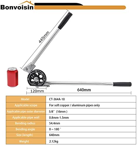 Bonvoisin 5/8 Od savijača cijevi ručni savijač cijevi 180 stepeni HVAC alat za savijanje bakarnih