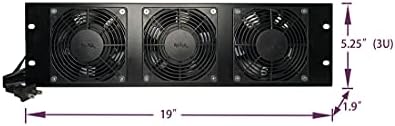 Kutatek Rack Mount Fan Panel 3U, usisni protok vazduha, za hlađenje AV, Kućni bioskop, mreža 19 Regali