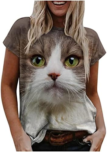 Ženske slatke grafičke majice za mačke životinje Novelty Funny 3D Print Cat CAT kratkih rukava Bluza