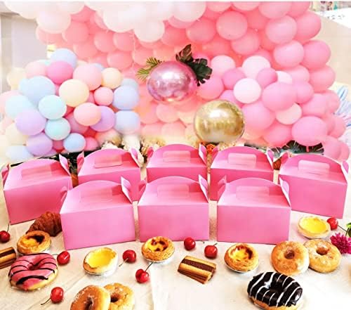 Honchon 24 paketi ružičaste stranke Favorit Pomotke Goodie Gable BoxEPAPER Poklon kutije sa ručkama koje
