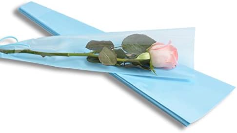 KLVEU 100 kom rukav s jednom ružom vrećice za pakovanje s jednom ružom papir za umotavanje jednog cvijeta buket rukav torba pogodna za vjenčanje Matura rođendan Majčin dan Dan očeva i Dan zaljubljenih