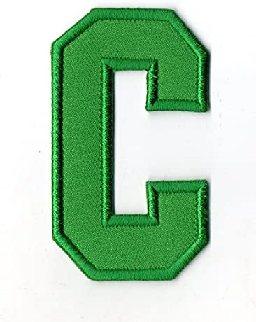 Prvo bilo što C Pismo zakrpe glačalo na malom abecedu Tekst zeleno vezeno za šešir jakne ruksake ruksaka za ruke traperica veličine oko 2,80x1,70 inča A154
