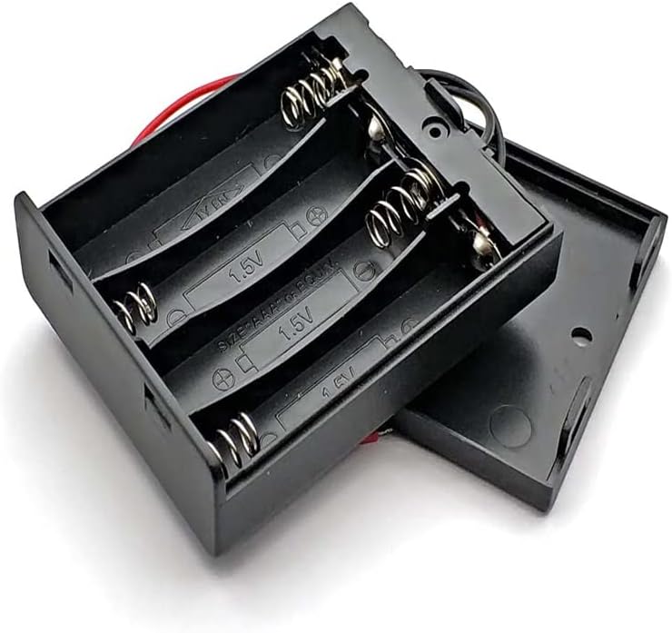 Aimpgstl AA držač kućišta baterije svežanj prekidač i poklopac, 2kom DIY kutija za skladištenje baterija, AA 4 držač ćelijske baterije, 4 slota paralelno crna plastična baterija