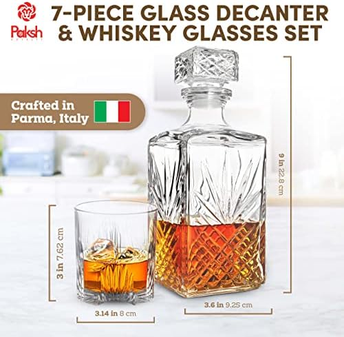 Paksh Novelty Whisky Decanter Set-7-komad italijanski izrađen Glass Decanter & Whisky Glass Set-Holiday