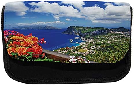 Lunarable Island pernica, egzotična praznična tema Italija, torba za olovku od tkanine sa dvostrukim patentnim
