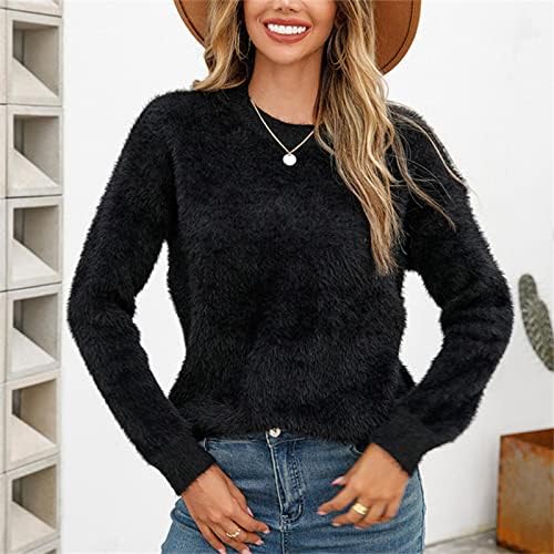 Fragarn Plus Veličina Ženski džemperi, dame zimska solidna boja plišani pulover Duks dugih rukava Ležerne košulje