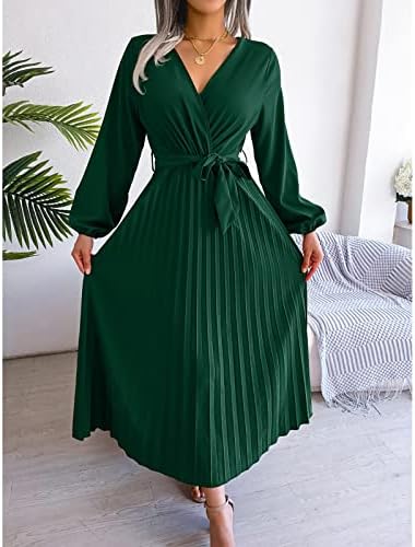 IcoDod haljina ženska 2023. ljetni elegantni temperament veliki ljuljački rukav s dugim rukavima od pune haljine za žene za žene