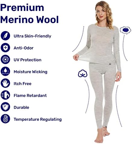 Merinovation Merino vuneni podlozi i dno za žene Merino vuneni toplotni dugi rukav i dugačak pant