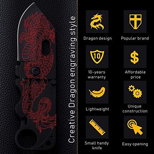 GRAND WAY paket od 2 predmeta - džepni sklopivi nož - vojni stil - sklopivi nož-Taktički nož - Cool Dragon Blade kreditna kartica - mali sklopivi nož - rođendanski Božićni pokloni za muškarce i žene