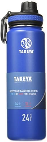Takeya Originals Vakuum izolirana nehrđajući čelik boca za vodu, 24 unca, mornarica i aktivira slame poklopac za izolirane boce vode, široka usta, oniks