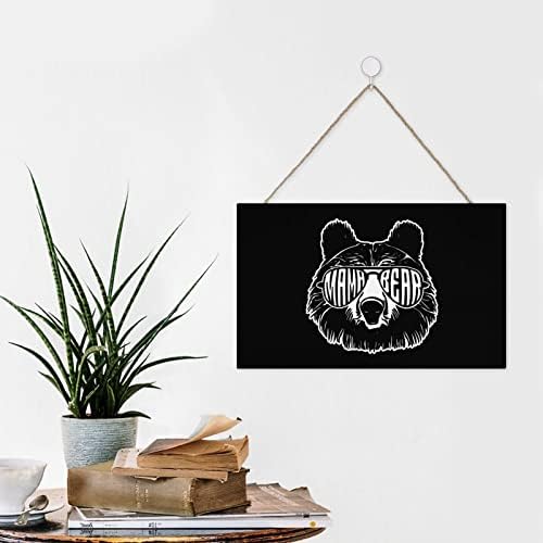 Mama medvjed sa sunčanim naočalama Wood znak Plaque Pravokutnik smiješno viseći drveni plak Zidni umjetnički dekor