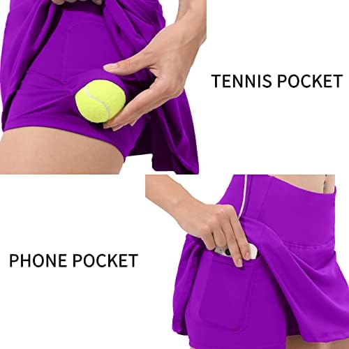 Rummetti visoka struka nagnuta teniska suknja za žene sa šorcama Atletski golf sportski sportski skirts suknje s džepovima