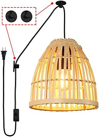 Priključite u kabelsku bambusovu privjesak svjetlo za kuhinjsku otok, modernu plafonsku vešanu svjetiljku,