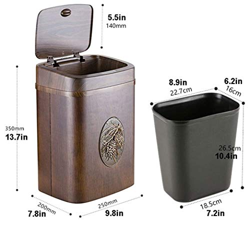 Zhaolei drvena kvadratna kanta, automatsko osjetljivo smeće može sa poklopcem, kuhinjom kante za smeće za kupatilo kućnog udjela