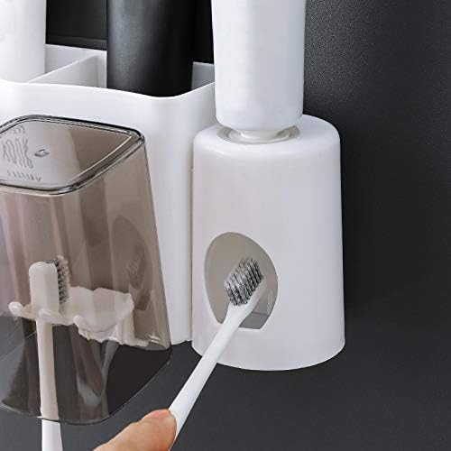 Meitong držač za zube Zidni montirani automatski puška za zube sa 2 šalice i porodičnom električnom četkicom za zube Organizator prostora uštedu prostora za kupaonice