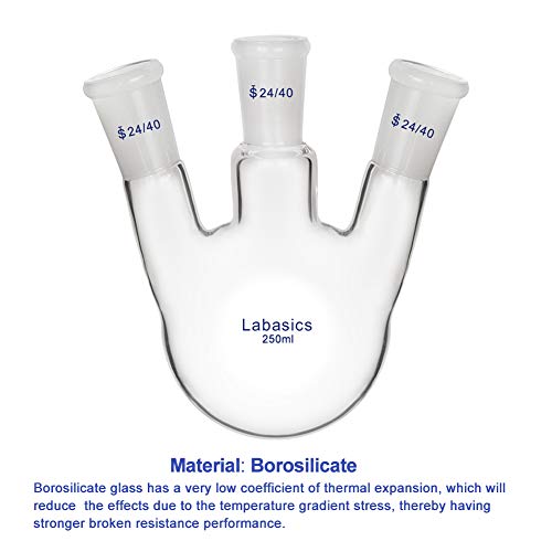 Labasics Glass 250ml 3 vrata okrugle dna Fils RBF, sa 24/40 središnjim i bočnim standardnim
