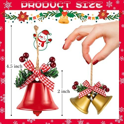 8 kom crveno i zlatno božićno zvono, zvono ukrasi za božićno drvce, viseći ormare za ukrašavanje metalnih zvona za božićnu prazničnu zabavu Kućni dekor