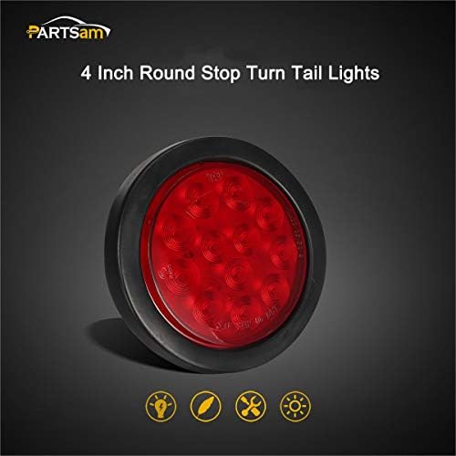 Partsam 4pcs 4-inčni okrugli LED prikolica komplet zadnjih svjetala Crvena 12 LED vodootporna 4