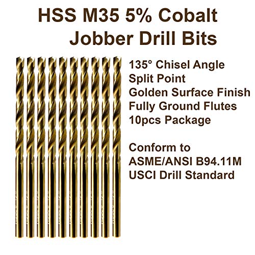 40 10pcs identične jobber dužine bušilice 0.098 HSS M35 Cobalt Twist burgije mjerilo žice numerisane zlatne