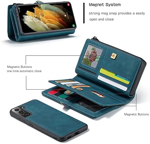 Kompatibilan sa Samsung Galaxy S22 futrolom za novčanik, Retro PU kožnom odvojivom patent zatvaračem