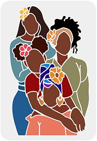 FINGERINSPIRE Afrička dama šablone 11. 7x8. 3 inčni djevojke Shadow crtanje slika šablone Templates 4 Tribal djevojka šablone Afroamerička šablona Crna Umjetnost šablona za DIY umjetnost i zanat Home Decor