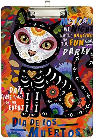 ALAZA Meksički holiday of the Dead i Halloween Cat Clipboards za djecu Student Žene Muškarci veličina slova Plastična