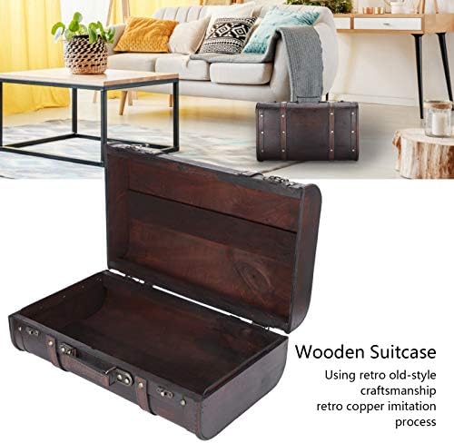 Luroze dekorativni kofer, prijenosni vintage kožni antikni kožni nosač prtljažnika velikih kapaciteta s kaiševima, staromodnom drvenom kutijom za skladištenje za prozor za prikaz prozora