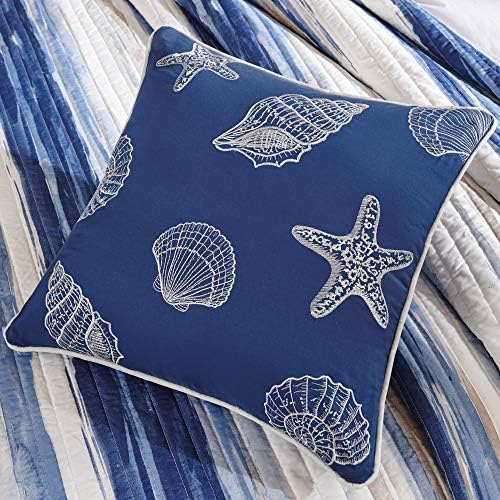 Madison Park Quilt Set Cottage Coasty Design, 6 komada - cijela sezona, prekrivač pokrivača lagana posteljina sloja, šamci, bacač jastuci, puna / kraljica, plava / bijela