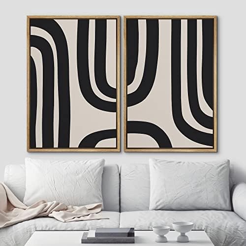 Ashbrook uokvireni platneni Print zidna Umjetnost crno-siva geometrijski Spiralni prikaz apstraktni oblici ilustracije moderni minimalistički Relax / Calm višebojni za dnevni boravak, spavaću sobu, ured - 24x36 x2 prirodno