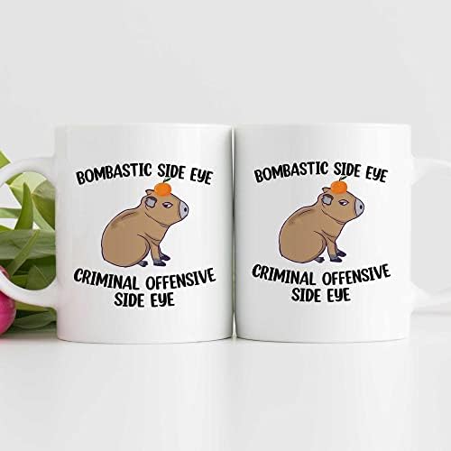 TODOLIA Criminal Offensive Side Eye Capybara šolja za kafu, smiješna šolja za Kapibaru, slatka šolja