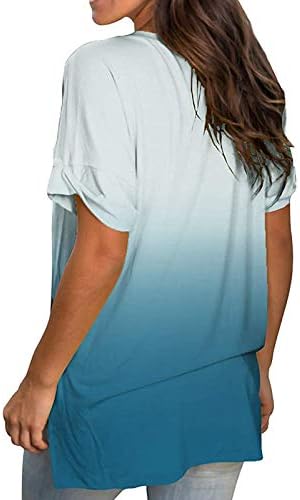 Kratki vrhovi rukav ženske labave gradijentne modne majice Casual V-izrez ženske ženske majice za ljeto