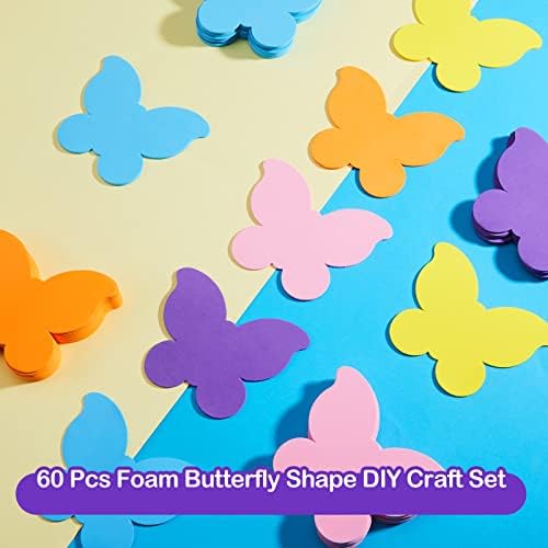 60 kom Butterfly DIY Craft Set Foam Butterfly Shapes izrezi zanati Set učionica proljeće oglasna ploča leptir dekoracija za djecu odrasli DIY Craft potrepštine za zabavu, 5 boja bez ljepila