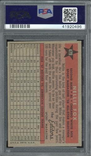 1958 TOPPS # 479 Nellie Fox kao PSA Auth Auto 9 * 0496 - bejzbol ploče sa autogramiranim karticama