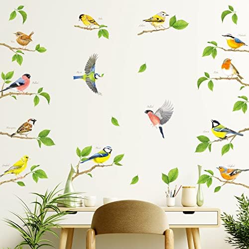 DECOWALL DS-8061 vrtne ptice na kratkim granama zidne naljepnice naljepnice soba Za djecu koja žive rasadnik