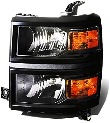 DNK MOTORING OEM-HL-0028-L Crni Amber fabrički stil lampa za farove sa strane vozača zamena za 14-15 Silverado
