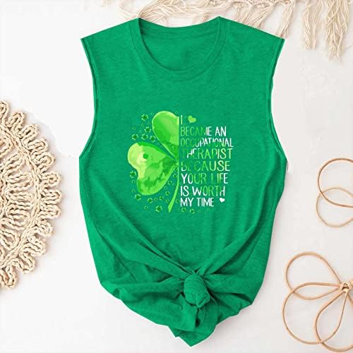 St. Patrick Dan Tank Top žene zelene četiri lista štampane srce grafički Casual bluze dame rukav