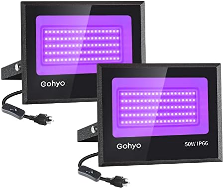 Gohyo 2 pakovanje 50W UV Black svjetla, 100 LED-a Blacklight Flood Light IP66 Vodootporna blacklight
