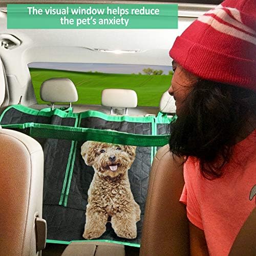 ARGA pas autosjedalica vodootporna zaštita poklopca za viseću mrežu uključuje sigurnosni pojas za štene za kućne ljubimce; torba; pristup konzoli; mrežasti prozor; skladište; klupa; protuklizna; veličina L58 x Š54 inča crna i zelena