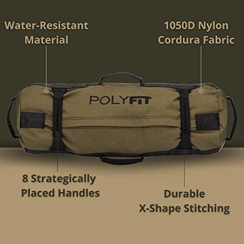 Polifit Workout vreća za pijesak za fitness - Torbe za vježbanje s 8 teških pločica sa 8 ručke