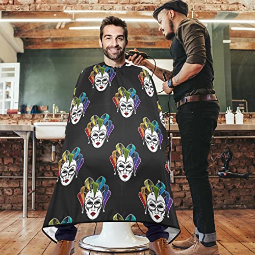 Visesunny Barber Cape graviranje duge venecijanski karneval maska ​​Jester Emblem poliesterski rezni salon za