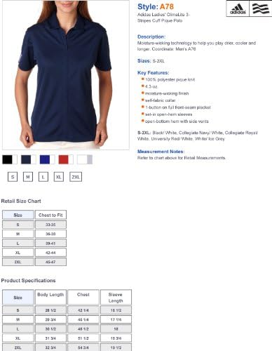 Adidas Golf Ženski Sportski ClimaLite 3-Stripes Manžetna Polo Majica -